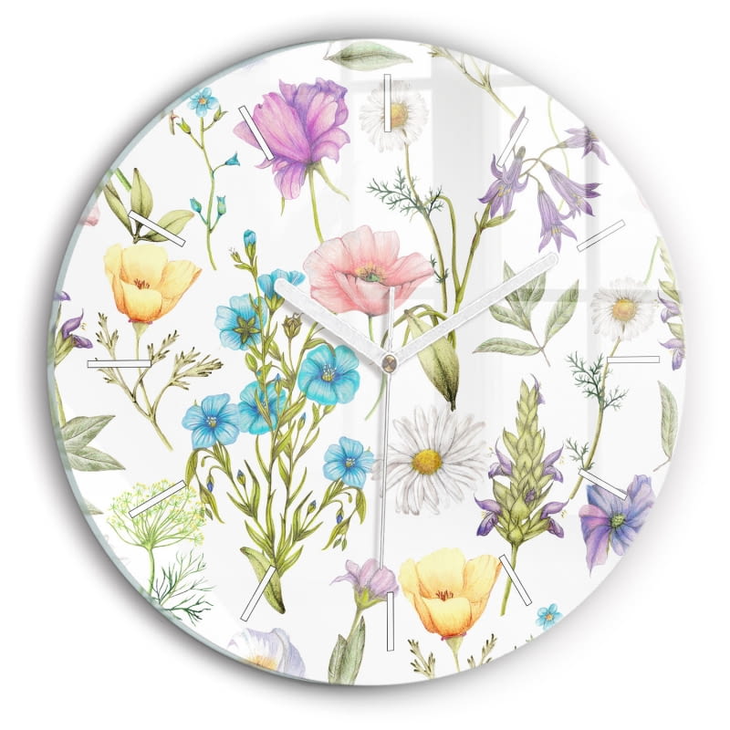 Zegar Kompozycja Kwiatów, szkło, śr. 30 cm, 129 zł, brw.pl