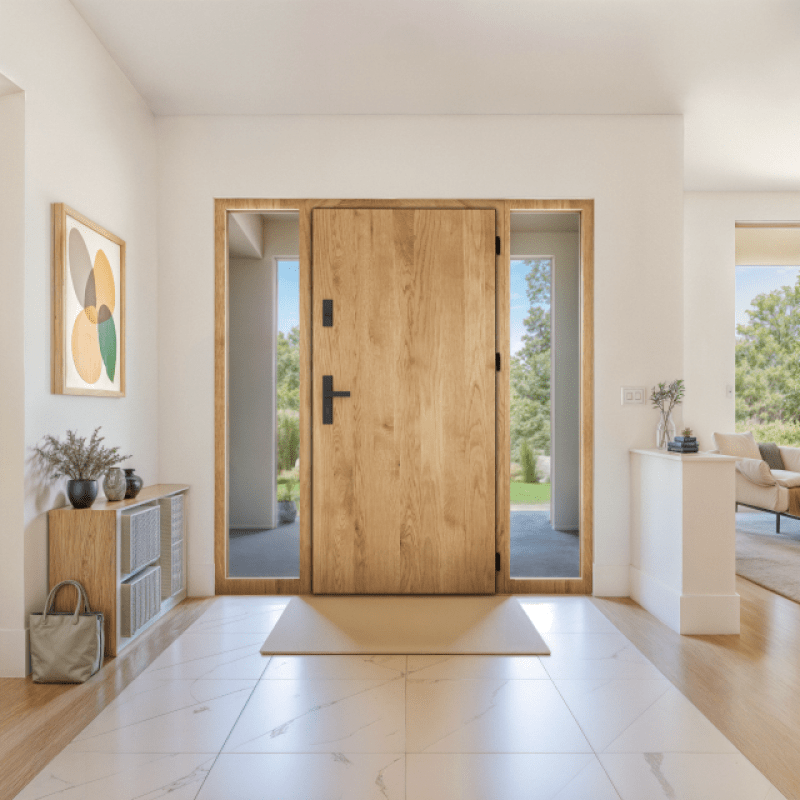 Nowoczesne drzwi wejściowe z naświetlem