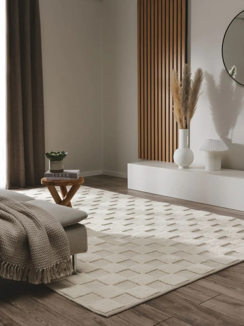 Dywan Jasper kremowy (Pure), 60% wełna, 40% bawełna, ręcznie tkany, 160 x 230 cm, 1200 zł, (dostępne różne wymiary), benuta.pl Dywan Jasper kremowy (Pure), 60% wełna, 40% bawełna, ręcznie tkany, 160 x 230 cm, 1200 zł, (dostępne różne wymiary), benuta.pl