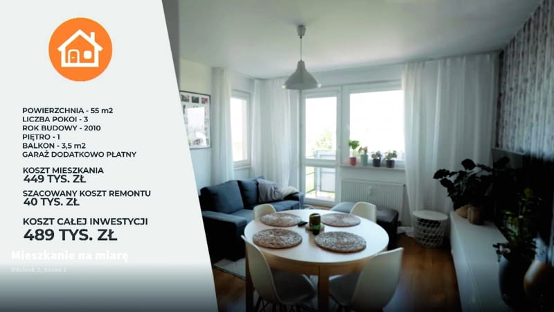 DWÓJKA. Kolejne mieszkanie teoretycznie również odpowiadało Dominice. Ładna okolica, zachęcająca do spacerów, zadbane osiedle. Wewnątrz ciekawa, pełna aranżacja pomieszczeń. Niestety, jak zdradził Maciek, większość zastanego wyposażenia nie znajdowała się w cenie tej propozycji.