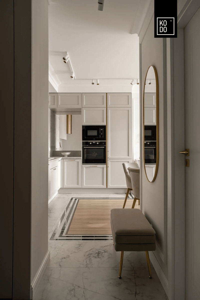 Wnętrza w złotej poświacie - projekt pracowni KODO