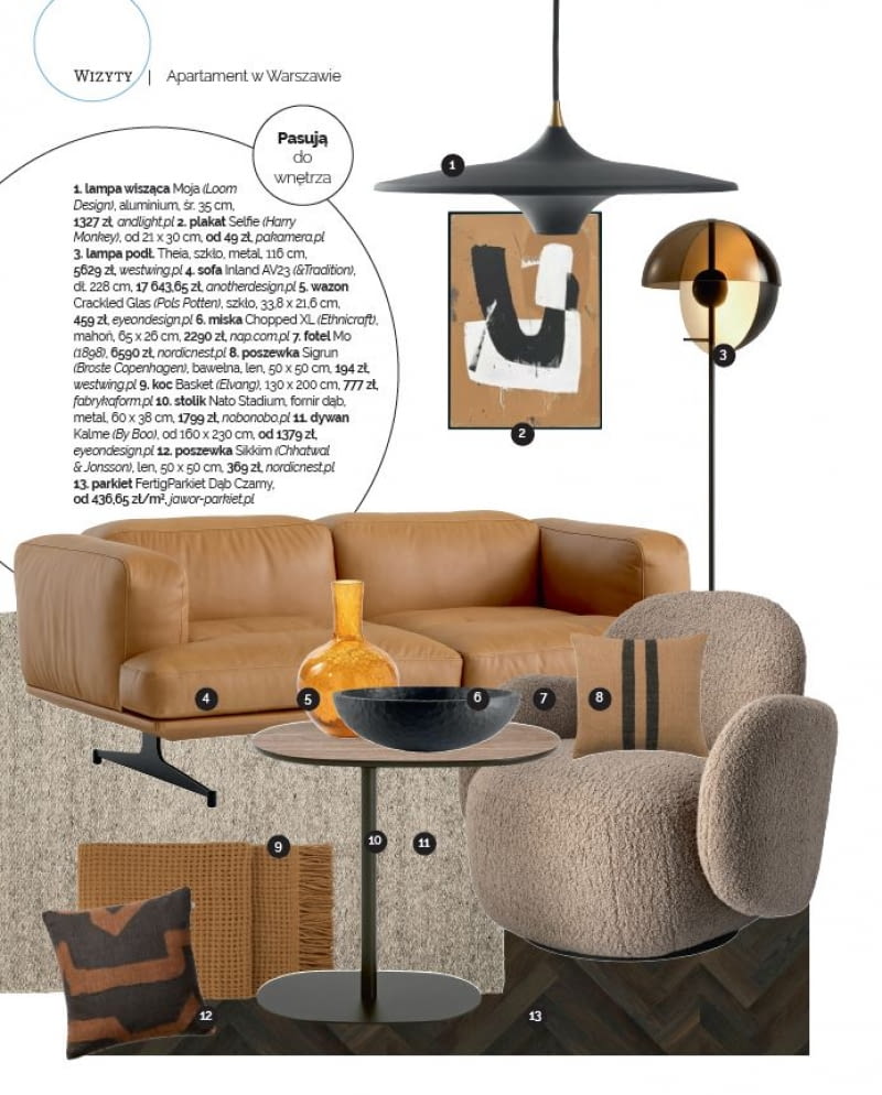 Meble i dodatki pasujące do prezentowanych wnętrz Meble i dodatki pasujące do prezentowanych wnętrz