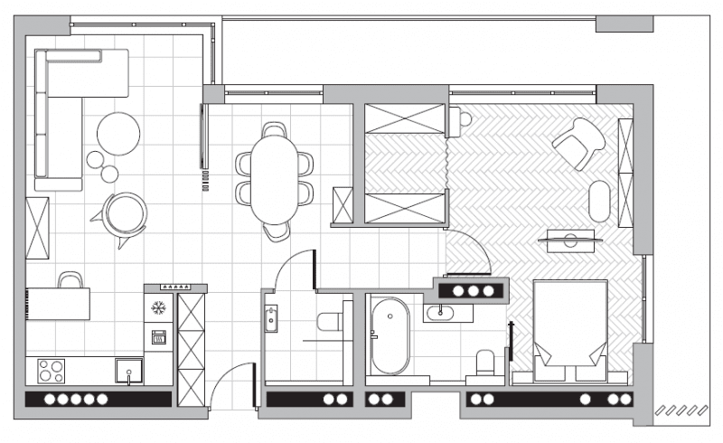 Plan mieszkania 74 m kw.
