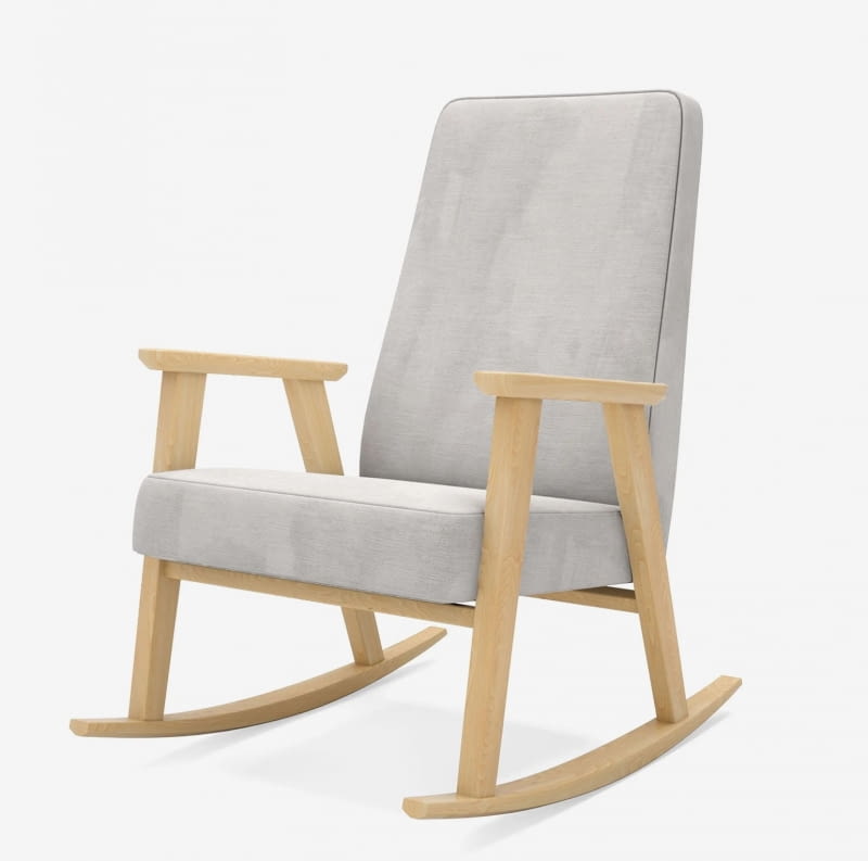 Fotel bujany Roko, stelaż i nogi z drewna bukowego, 1249 zł.