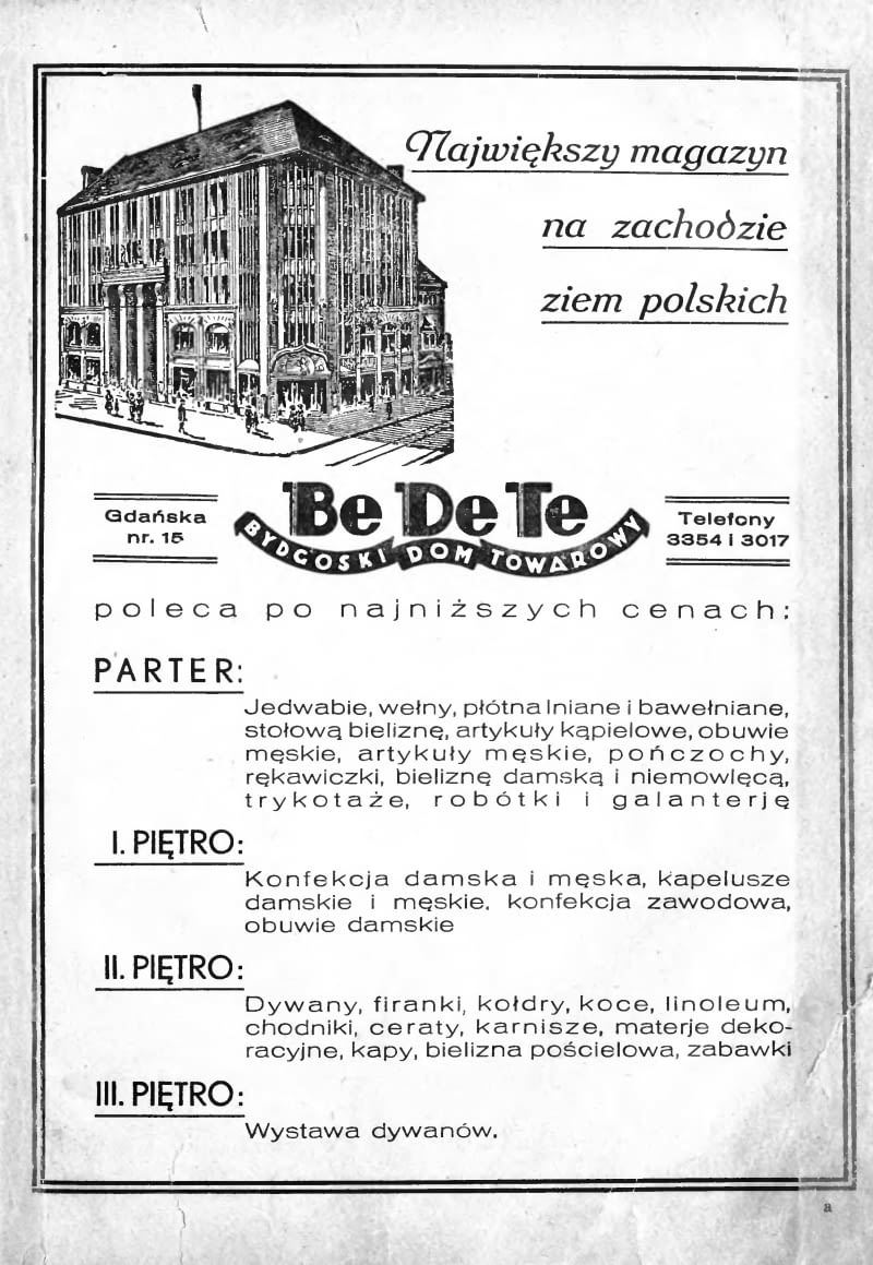 BeDeTe - reklama z 1936 roku BeDeTe - reklama z 1936 roku