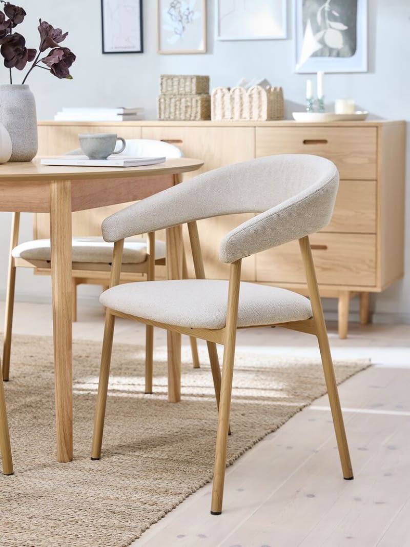 Krzesło EJSING tkanina beżowy/kolor naturalny dąb Krzesło EJSING tkanina beżowy/kolor naturalny dąb