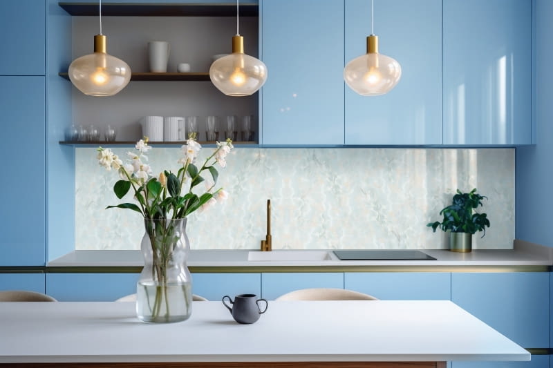 Półki w kuchni zamiast szafek wiszących