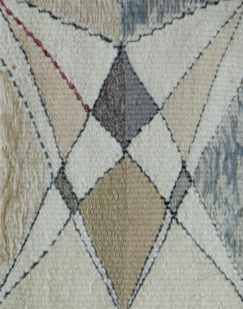 Anna Buczkowska, Po deszczu, 1976, wełna, sztuczny jedwab, len, miniatura tkacka z kolekcji Ireny Huml