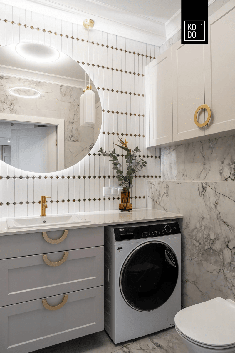 Wnętrza w złotej poświacie - projekt pracowni KODO