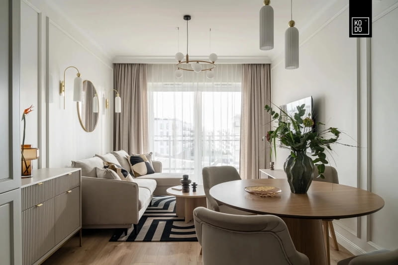 Wnętrza w złotej poświacie - projekt pracowni KODO