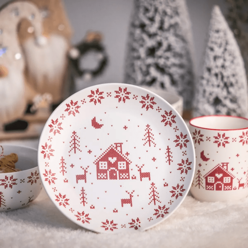 Talerz deserowy porcelanowy New Bone China Altom Design Grenlandia bordowy 20 cm