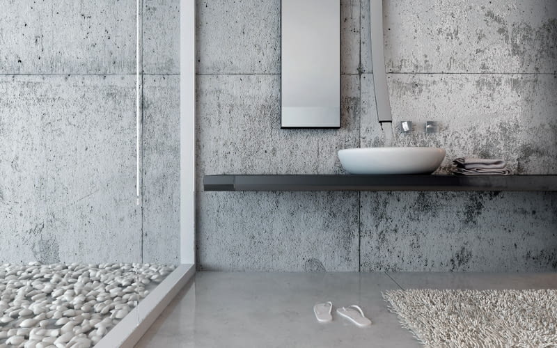Beton na ścianie w łazience Beton na ścianie w łazience