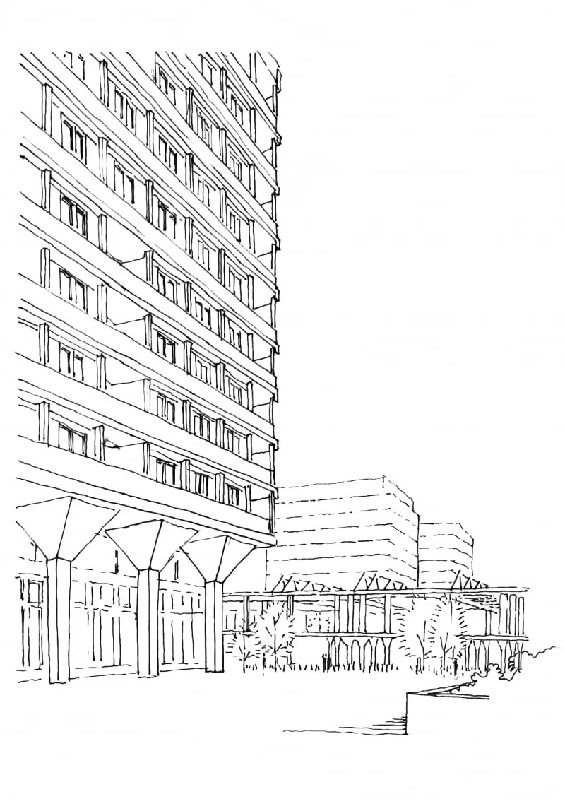 Towarowa 22: Apartamenty Gutenberga. Proj. JEMS Architekci. Widok na hale Towarowa 22: Apartamenty Gutenberga. Proj. JEMS Architekci. Widok na hale