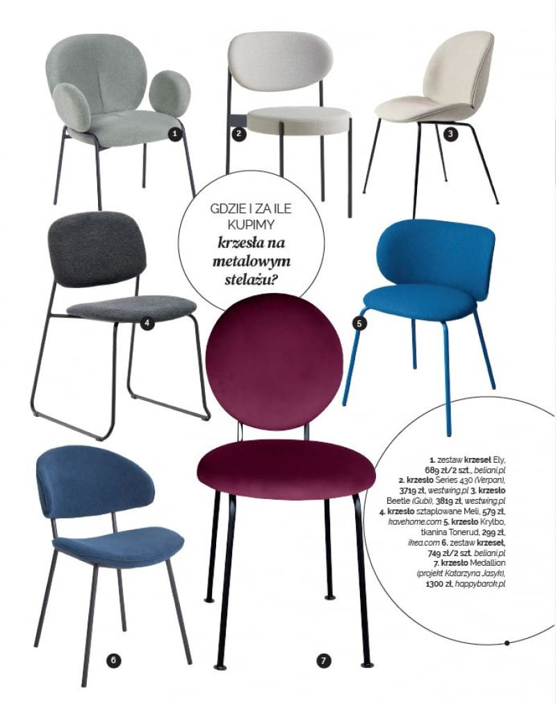 Gdzie i za ile kupimy tapicerowane krzesła na metalowych stelażach?