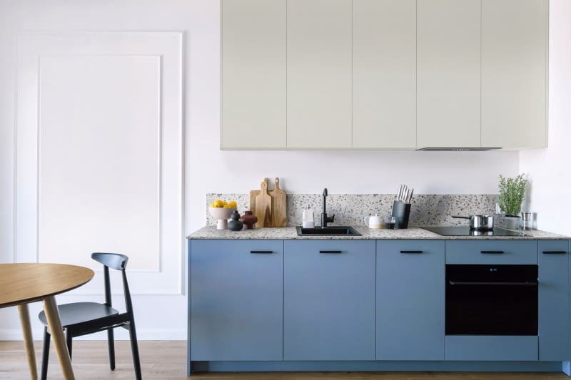 Woodeco_blat UltraFit Terazzo Colore PK9020_płyta laminowana Błękit Północny PU2008,Szary Neutralny PU1220 Woodeco_blat UltraFit Terazzo Colore PK9020_płyta laminowana Błękit Północny PU2008,Szary Neutralny PU1220