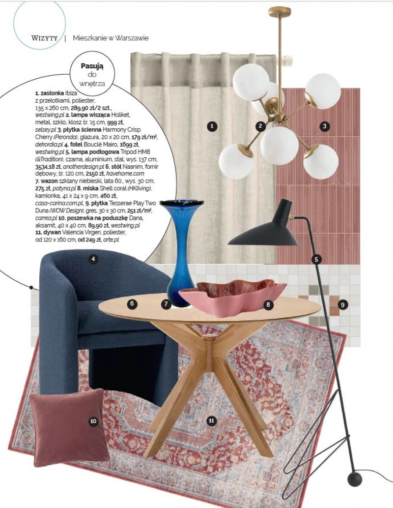 Meble i dodatki pasujące do prezentowanych wnętrz Meble i dodatki pasujące do prezentowanych wnętrz
