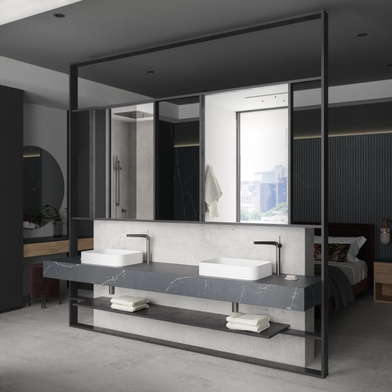 Podwójne umywalki, podział na strefy, dobrze dobrane ceramika sanitarna i przemyślana organizacja przestrzeni sprawią, że codzienne korzystanie z łazienki stanie się przyjemnością.