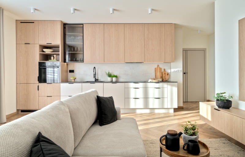 Skandynawski salon z kuchnią