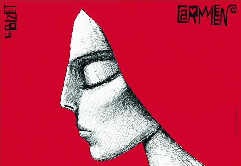 Plakat z 2009 roku do opery Georgesa Bizeta „Carmen”. Do kupienia w polishposter.com, 100 zł, format B1 (ok. 98 x 68 cm).