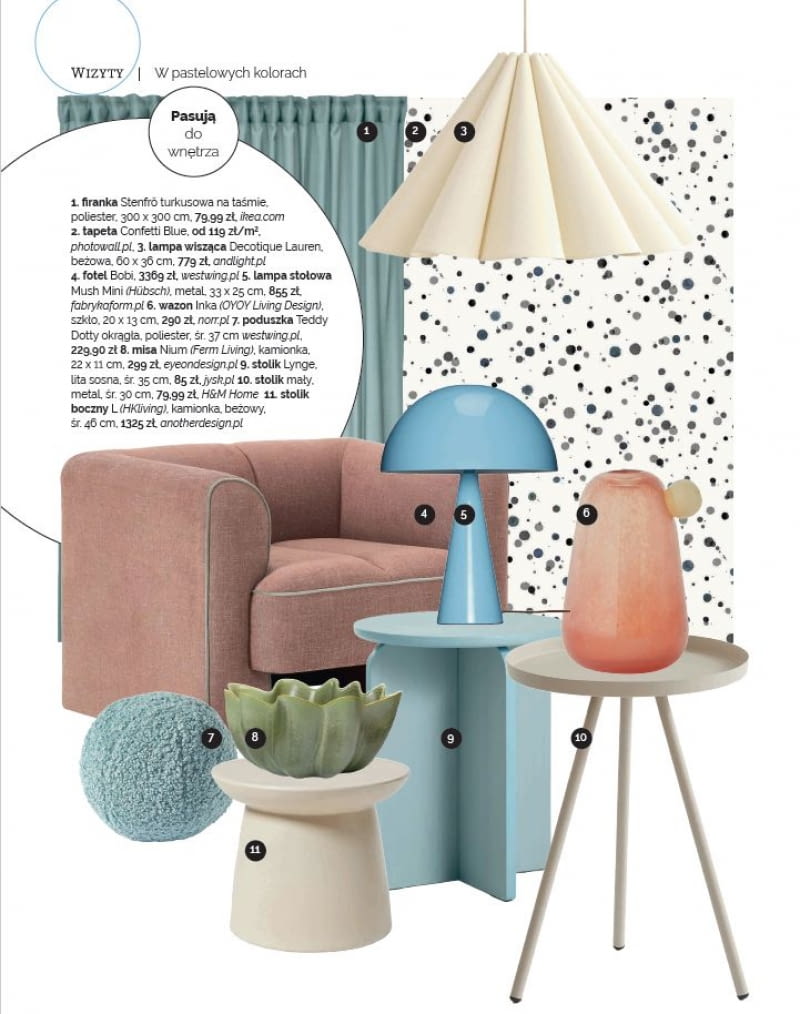Meble i dodatki pasujące do prezentowanych wnętrz Meble i dodatki pasujące do prezentowanych wnętrz