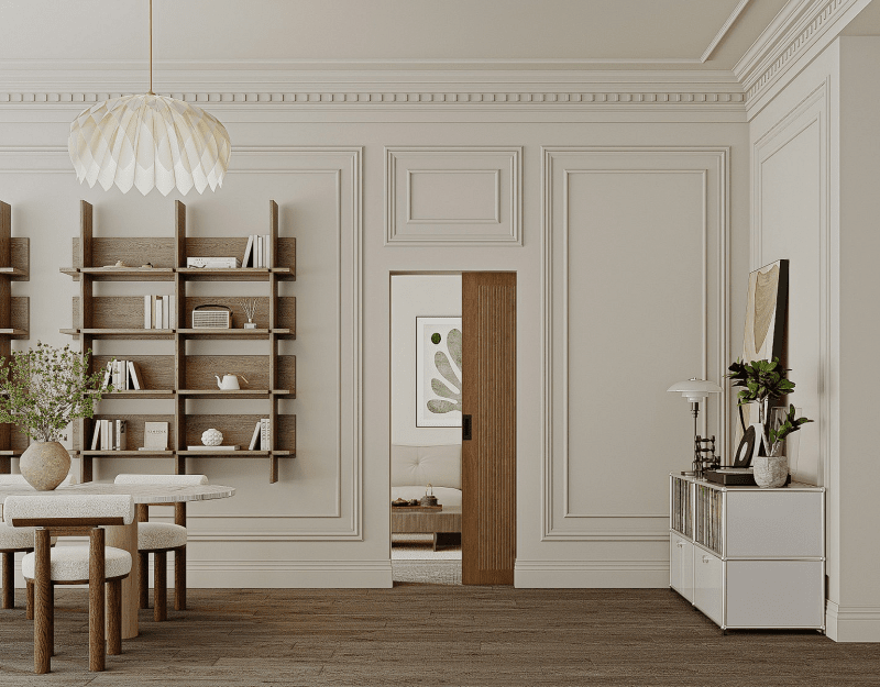Drzwi przesuwne chowane w ścianie z MDF i drewna naturalny ciemny - wys. 205 x szer. 63 cm - SANDORA