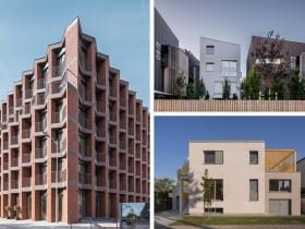 Z lewej: Bernardyńska 4 we Wrocławiu. Z prawej u góry: Murawa 2 w Poznaniu; Z prawej na dole: Dom Szczotkowany w Swarzędzu