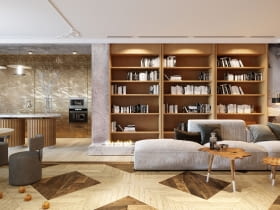 Salon z biblioteką - inspirujące aranżacje