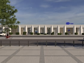 Wizualizacja wstępnej koncepcji nowego dworca w Łapach