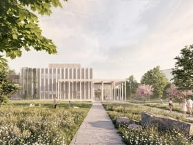 Olsztyński Teatr Lalek - widok od strony wejścia. Proj. plus3-archtekci