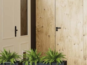 Drzwi z ościeżnicą drewnianą bezprzylgową (niewidoczne zawiasy)