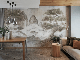 Tapeta oliwkowa na ścianę do salonu - naturalna harmonia w ciepłych tonach