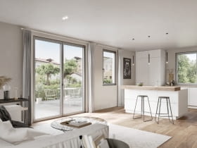 Nowoczesne wnętrze z oknami Schüco AW CT 72