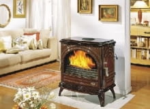 Piec wolno stojący z żeliwa, firmy Godin POELE04 CARVIN BOIS