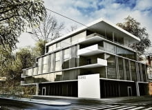 Projekt koncepcyjny zabudowy mieszkaniowej na skrzyżowaniu ulic Kopernika i Łąkowej w Łodzi.