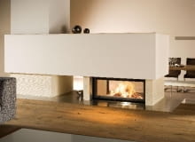 Nowoczesna obudowa kominka z dwustronna wizją ognia Nowoczesna obudowa kominka z dwustronna wizją ognia