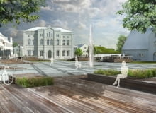 Pierwsza nagroda równorzędna za projekt rewitalizacji gdańskiego Placu Wałowego. Autorzy: Miłosz Zieliński i Laura Klimczak.