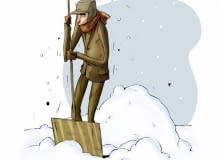 Odśnieżając ogród, unikamy zrzucania grubych warstw śniegu na trawnik, aby murawa pod nim nie gniła