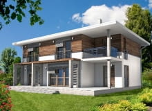 Widok elewacji ogrodowej dom jednorodzinny, projekt domu
