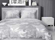 POŚCIEL BAWEŁNIANA, 160 X 200 CM, O SATYNOWYM SPLOCIE, KWIATY, SZARA POŚCIEL BAWEŁNIANA, 160 X 200 CM, O SATYNOWYM SPLOCIE, KWIATY, SZARA
