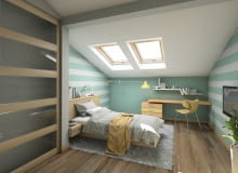 Nowoczesny pokój dla dziewczynki na poddaszu Nowoczesny pokój dla dziewczynki na poddaszu