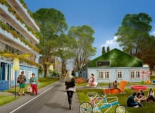 Osiedle Przyjaźń 2.0 na warszawskim Bemowie zaprojektowane przez pracownię BudCud. Osiedle Przyjaźń 2.0 na warszawskim Bemowie zaprojektowane przez pracownię BudCud.