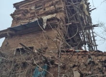 <WEIFANG, CHINA - FEBRUARY 12: (CHINA OUT) General view of a self-made seven-sotrey house on February 12, 2016 in Weifang, China. A farmer with mental deficiency spent more than ten years collecting stones, wood and earth, and building the house by himself. (Photo by ChinaFotoPress/ChinaFotoPress via Getty Images)