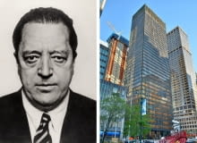 Z lewej: Mies van der Rohe; z prawej: Seagram Building na Manhattanie Z lewej: Mies van der Rohe; z prawej: Seagram Building na Manhattanie