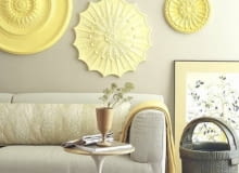 Sztukaterie w kształcie ozdobnych rozet na ścianie Sztukaterie w kształcie ozdobnych rozet na ścianie, dekoracja ścian, ozodby