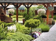 Ogród jest wypielęgnowany i mieniący się kolorami SLOWA KLUCZOWE: mazury ogrody kuczynscy