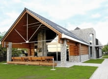 Fragment budynku od strony tarasu Fragment budynku od strony tarasu