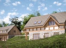 Domy w Szklarskiej Porębie z widokiem na góry