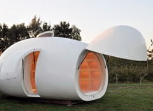 Strusie jajo, czyli Blob VB3 to doskonała alternatywa dla stworzenia oryginalnego biura, domku działkowego, czy nawet małego mieszkania. bryła, belgia, nietypowe budynki, pawilon, architektura organiczna