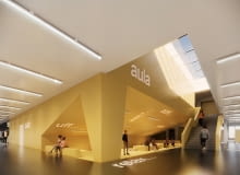 Liceum ogólnokształcące nr CLXIII w Wesołej - hol wejściowy. Proj. plus3-architekci Liceum ogólnokształcące nr CLXIII w Wesołej - hol wejściowy. Proj. plus3-architekci