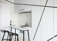 Architekci ze studia Mili Młodzi Ludzie - Lech Moczulski i Przemysław Nowak zaprojektowali mieszkanie o powierzchni 26 m kw.na poznańskim Łazarzu. Lokal powstał na adaptowanym na mieszkanie strychu kamienicy. kawalerka, mieszkanie w Poznaniu, małe mieszkanie, jak urządzić małe mieszkanie, jak urządzić kawalerkę